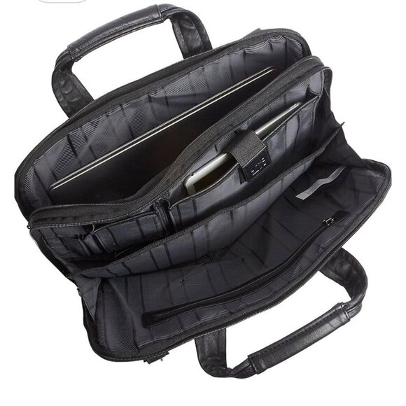 Kenneth Cole Reaction ProTec Faux Pebbled Leather Slim 16" Laptop Business Brief - Picture 7 of 8